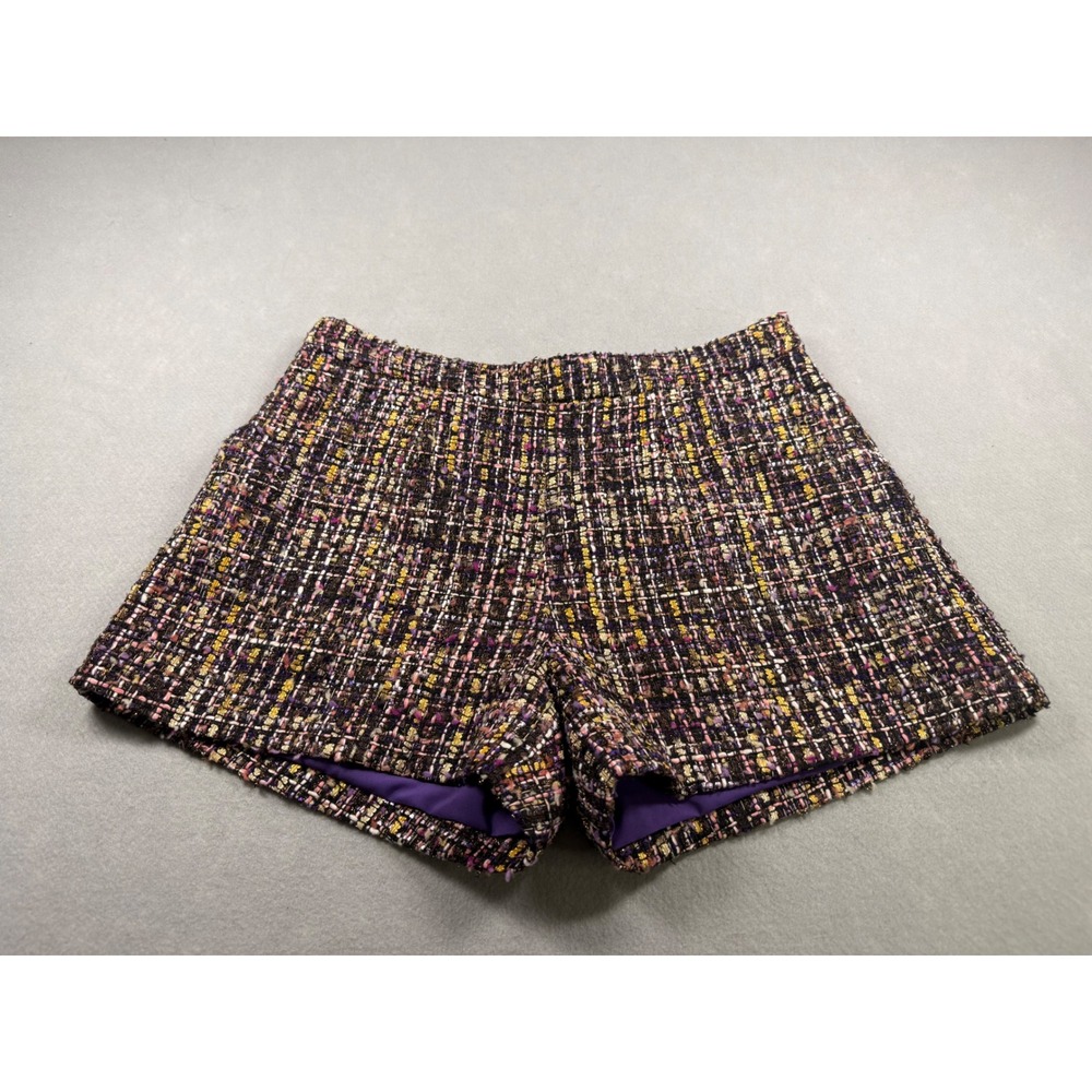 L'AGENCE Women Purple Multi Tweed High Waisted Shorts Size 10 NWT